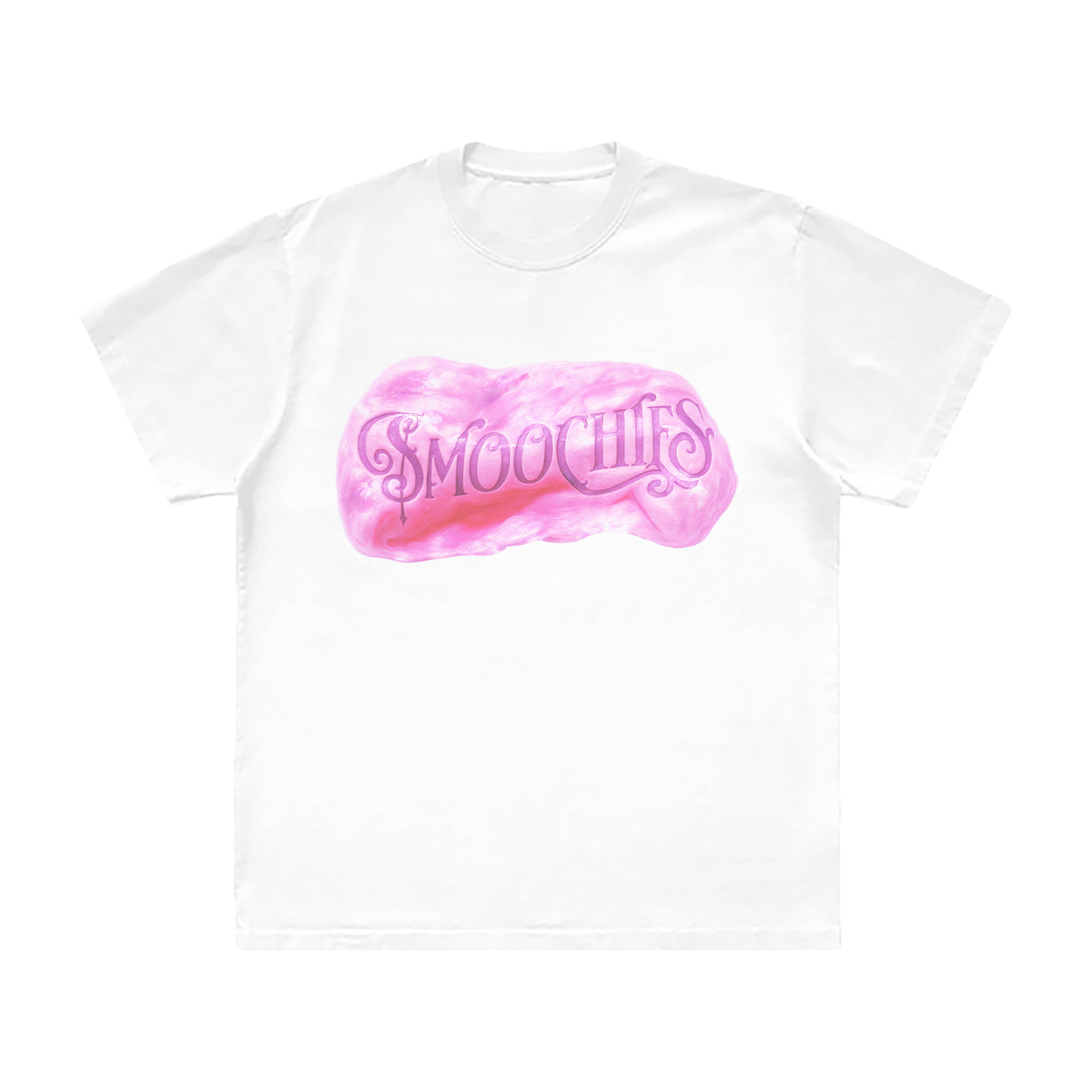 A classic white cotton tee with Smoochies artwork on the front and back, from Ashnikko.