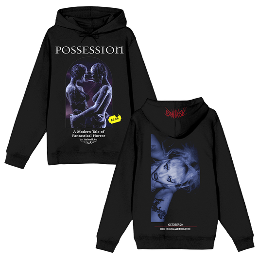 A cozy black hoodie with side pockets, a drawstring hood, and a relaxed unisex fit. Featuring custom Halloweenie album artwork. 