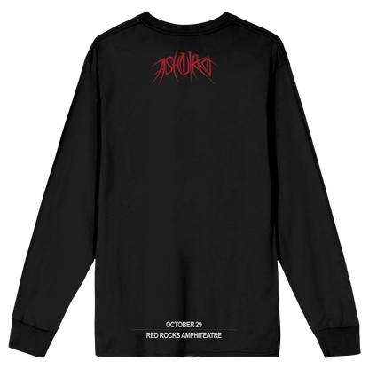 A classic cotton long sleeve black tee with custom Halloweenie album artwork across the front. 