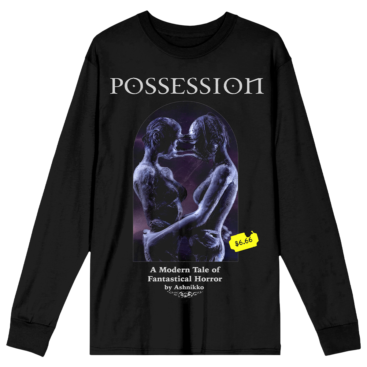 A classic cotton long sleeve black tee with custom Halloweenie album artwork across the front. 