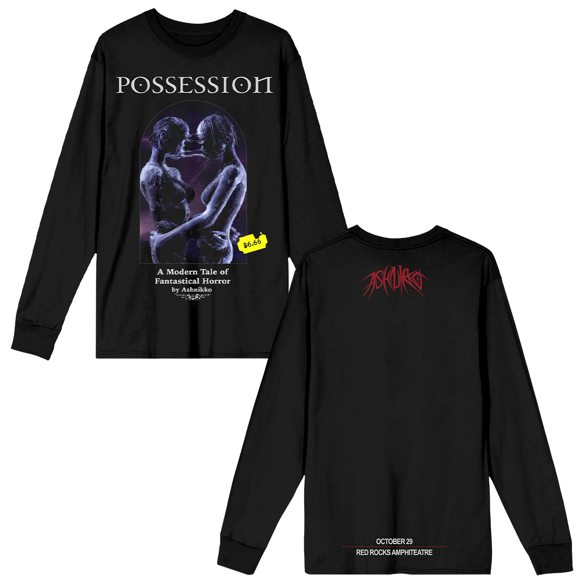 A classic cotton long sleeve black tee with custom Halloweenie album artwork across the front. 