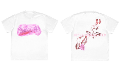 A classic white cotton tee with Smoochies artwork on the front and back, from Ashnikko.