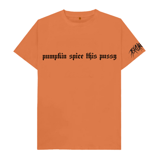 An orange cotton Halloweenie lyric tee from Ashnikko.