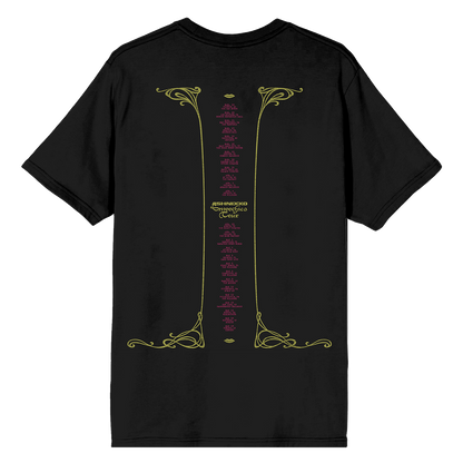 A black cotton tee with Smoochies album artwork on the front and official US tour dates and locations on the back, from Ashnikko.