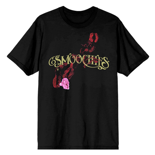 A black cotton tee with Smoochies album artwork on the front and official US tour dates and locations on the back, from Ashnikko.